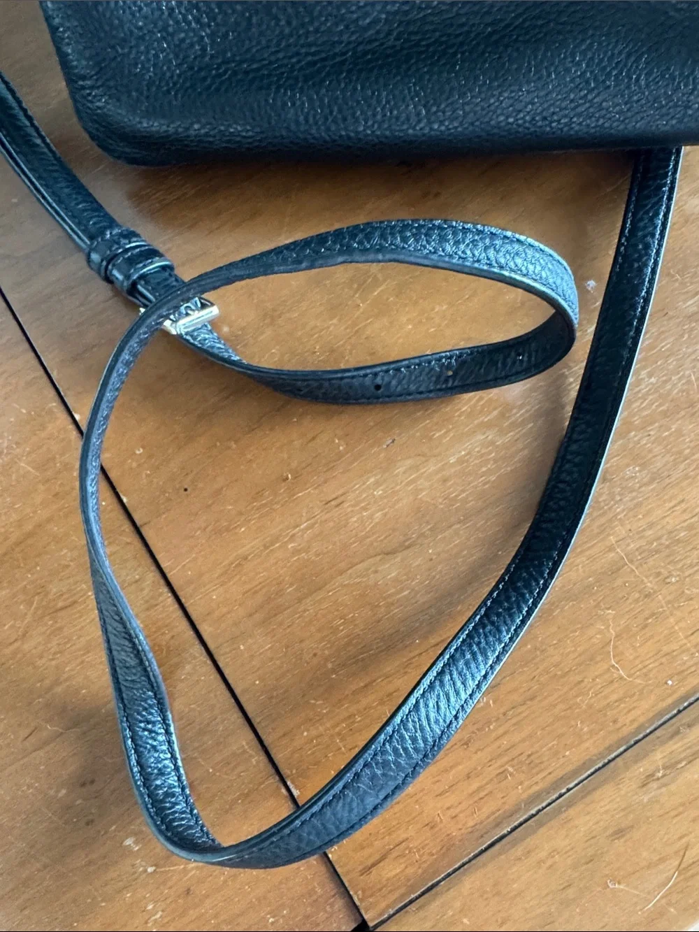 kate spade Black Pebbled Leather Crossbody Bag with Gold Logo